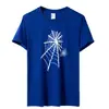 Verão 2023 Estação Independente Camiseta Feminina Solta estampa teia de aranha casual manga curta top feminino Gola Redonda