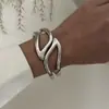 Diseño de Moda Transfronterizo Pulsera de Resorte Irregular Exagerada Ola Metal Ins Brillo Ancho Pulsera Moda