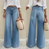 Jeans de Pierna Ancha Lavados Vintage Nuevos Primavera/Verano 2026 Europeos y Americanos Transfronterizos, Corte Holgado, Adelgazantes y que Aumentan la Altura, Jeans de Algodón para Mujer