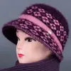 Chapéus de Inverno para Mulheres, Novos Chapéus de Lã Versáteis, Chapéus de Tricô para Mães de Meia-Idade e Idosas, Chapéus Quentes Espessos de Veludo para Mulheres