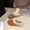 Pantuflas de Piel Birkenstock para Mujer Ropa de Exterior Estilo Coreano 2026 Nuevo Modelo Invierno Slip-on Forro de Terciopelo Cálido Punta Cerrada Medias Pantuflas