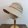 Sombrero de Pescador para Mujer, Protección Solar, Textura de Lino, Diseño Plegado, Ala Ancha, Hace que la Cara Parezca Más Pequeña, Adecuado para Salir Sin Maquillaje, Sombrero de Cubo Versátil