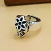 Anillo para Hombre Punk Europeo y Americano Estilo Calavera Plata de Ley s925 Personalizado Flor de Cerezo Llave Inglesa Anillo Individual para Dedo de Hombre