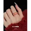 Anillo de Éxito Instantáneo de Círculo Ancho de Doble Capa para Mujer, Versátil, Retro, Sencillo, Moderno y Anillo de Dedo Índice Cortado de Gama Alta