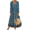 Vestido de Mujer Falso de Dos Piezas con Estampado Retro, Manga Tres Cuartos, Cuello en V, Otoño e Invierno Europeo y Americano, 2025 Amazon Wish