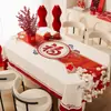 Mantel de Año Nuevo Impermeable y a Prueba de Aceite, Mantel de Comedor Sin Lavado, Mantel Festivo para Mesa de Café Roja del Año Nuevo 2026 del Caballo