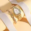 Novo Estilo Relógio de Pulseira de Aço Dourado com Cabeça de Cobra Vintage, Design de Nicho, Relógio Feminino de Moda de Alta Qualidade