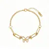 Pulsera popular de titanio y acero estilo ins, moderna, versátil, corazón, mariposa, estrella, geométrica, de acero inoxidable, joyería para la mano