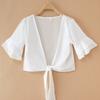 Chal corto de verano con falda y falda deslizante, cárdigan exterior, chal pequeño, nudo para mujer, chal pequeño de estilo occidental que combina con todo.