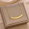 Pendente Elegante de Aço Titânio Curvo Flor Antiga Tubo Baía Colar Versátil de Aço Titânio de Alta Qualidade Joias Europeias e Americanas Populares para Mulheres