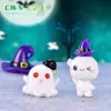 Micro-paisagem carnuda pequenos ornamentos nova lâmpada de abóbora bonito fantasma vampiro criativo chaveiro enfeites de Halloween