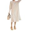 Vestido Base Elegante de Tricô Estilo Francês, Solto e Valorizador com Gola Franzida, Vestido Suéter Longo Outono e Inverno Plus Size para Gestantes