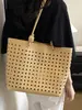 Bolso de Hombro Personalizado Calado Estilo Coreano Estilo Ins para Mujer, Nuevo Modelo Verano 2026, Bolso Tote Color Sólido Tejido para Viajes de Vacaciones