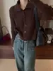 26 Nuevos Cardigans de Lana 100% Otoño/Invierno para Mujer Cuello Polo Estilo Corto Suéter Adelgazante para Personas Petites Capa Base Ropa de Abrigo