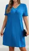 Europeu e Americano Transfronteiriço Amazon Verão 2026 Novo Vestido de Gola V Manga Curta Plus Size Moda Feminina Elegante e Estiloso Comércio Exterior