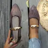 Moda Nuevos Zapatos de Malla Hueca con Correa de Hebilla de Una Palabra para Mujer Punta Redonda Boca Baja Fondo Plano Mallas Mary Janes Zapatos de Mujer