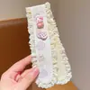 Faixa de cabelo de tricô floral com velcro para mulheres, presilha de franja floral doce, faixa de cabelo para arrumar o cabelo, acessório de cabelo estilo pastoral francês