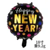 Feliz Ano Novo Balão de Filme de Alumínio Bola Redonda de 18 polegadas Ano Novo Banner Preto Estrela Balão Garrafa de Vinho Decoração de Ano Novo