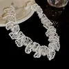 Conjunto de Colar e Pulseira Exquisitamente Trabalhado à Mão com Contas em um Estilo Vintage Francês Super Feérico com Contas Brancas Tipo Arroz, Conjunto de Joias Elegante e Gracioso