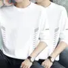 Temporada de primavera y otoño, camiseta lisa de manga larga popular, corte holgado, cuello redondo, camiseta interior para hombre, top simple y versátil