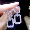 TikTok Live Explosions Luxury Light Luxury Star Carat Brincos Geométricos Micro-incrustados com Pingente de Colar Geométrico de Diamante