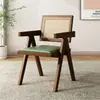 Cadeira de vime trançado nórdico varanda madeira maciça cadeira de jantar encosto casa lazer simples cadeira de vime pousada Chandigar metal