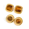 Pendientes de Acero de Titanio Europeos y Americanos Jieding Pendientes Lujo Ligero Gama Alta Pendientes de Piedra Ojo de Tigre Pendientes de Otoño e Invierno Joyería Transfronteriza