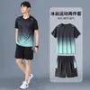Conjunto esportivo masculino, camiseta de manga curta para corrida de secagem rápida, camiseta, roupa de basquete, roupas de ginástica para badminton, shorts de treino, verão
