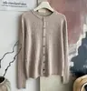 Cardigã de tricô branco fio core-spun bordado trança de ponto macio e glutinoso top feminino outono e inverno novo jaqueta versátil casual top