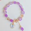 Nova pulseira de cristal com contas de data para estudantes, namoradas, presente de aniversário, pulseira creme com pingente colorido de borboleta e amor