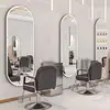 Espejo de Salón de Peluquería de Moda, Espejo Unilateral de Lujo Sencillo, Espejo de Cuerpo Entero, Diseño Simple con Luces LED, Espejo Inteligente para Peluquería