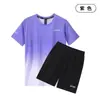 Conjunto Esportivo de Verão Soltinho, Conjunto de Duas Peças Versátil com Gola Redonda Manga Curta e Shorts, Malha de Secagem Rápida, Transfronteiriço, Unissex