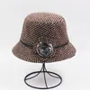 Chapéu de Lã Outono e Inverno Estilo Coreano Chapéu de Lã Tricotado Feminino Moda Chapéu Feminino Chapéu Balde Chapéu Top para Mulheres de Meia-idade e Idosas