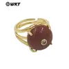 Wt-R603 Exportação Mais Vendido Clássico Elegante Anel Unissex Banhado a Ouro 18K com Pedra Opala e Obsidiana Joias
