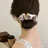 Goma para el pelo de tela a cuadros estilo coreano, pañuelo cuadrado grande para el pelo, accesorio elegante y sofisticado para coleta