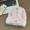 Sombrero de Cubo Peludo Blanco Lindo con Orejas de Conejo para Mujer, Sombrero Cálido de Invierno que Hace que la Cara Parezca Más Pequeña, Dulce Sombrero de Punto para Proteger las Orejas