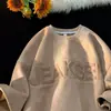 Camiseta de Manga Corta con Letras Estampadas de Acero para Hombre, Top Casual Holgado Estilo Hong Kong de Verano, Camiseta Oversize de Media Manga de Moda