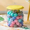 Cubo de Almacenamiento Transparente para Juguetes de Muñecas Plástico PP Sala de Estar Organizador Simple Tubo Taburete de Almacenamiento para Juguetes de Peluche con Tapa