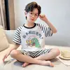 Pijama para Niñas 2026 Nuevo Estilo Ropa de Casa de Verano para Niñas Mayores Traje Delgado de Manga Corta de Imitación de Algodón Dibujos Animados Dibujos Animados