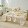 Conjunto de Colcha de Verão Personalizado, Fresco e Simples, 100% Algodão de Xinjiang, Estampado em Ambos os Lados, Conjunto de Presente de Colcha de Algodão Puro de Quatro Peças