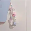 Cadena para Teléfono Móvil Rosa con Cuentas Lindas Cadena Colgante para Funda de Teléfono Móvil Cordón Colgante Original para Colgar en Instagram Colgante de Cámara CCD Estilo Nuevo