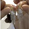 Pendientes de borla de ópalo con diamantes completos Pendientes de lujo ligero de alta calidad para mujer 2023 nuevos pendientes populares de diseño de nicho
