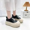 2026 Primavera/Otoño Nuevo Comercio Exterior Blanco Crema Zapatos Blancos de Suela Gruesa para Mujer Feos Lindos Versátiles Zapatos Deportivos Transfronterizo