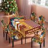 2025 Nueva Funda para Silla de Restaurante con Estampado Navideño de Papá Noel de Dibujos Animados Transfronteriza Set de Mesa y Sillas de Poliéster Manteles Impermeables
