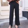 Pantalones colgantes de pierna ancha para mujer Otoño e Invierno estilo coreano Holgados Ajustados hasta el tobillo Pantalones de cintura alta Suéter de punto colgante