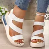 Sandalias de Verano 2026 Nuevo Estilo Coreano con Velcro y Suela Gruesa para Mujer, Transpirables, Punta Abierta, Tira Tejida, Tacón de Cuña, Zapatos de Playa, Tallas Grandes