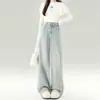Jeans de Pierna Ancha de Tiro Alto de Color Claro para Mujer 2026 Primavera/Otoño Tendencia Versátiles Nuevos Sueltos Caídos Rectos de Largo Hasta el Suelo