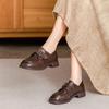 2025 Nueva Llegada Mocasines de Mano de Piel de Oveja para Mujer Vintage con Correa de Hebilla para Commuter Zapatos de Una Capa Británicos Negros Comodín Zapatos de Cuero Pequeños