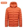 Chaqueta Ligera de Plumas para Hombre, Invierno Exterior con Capucha Cálida 90% Pluma de Pato Blanco