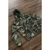 Moletom com Capuz Camuflado Desbotado Waffle Masculino Cardigã com Capuz Retrô Americano Silhueta Curta Boxy Roupa Externa
